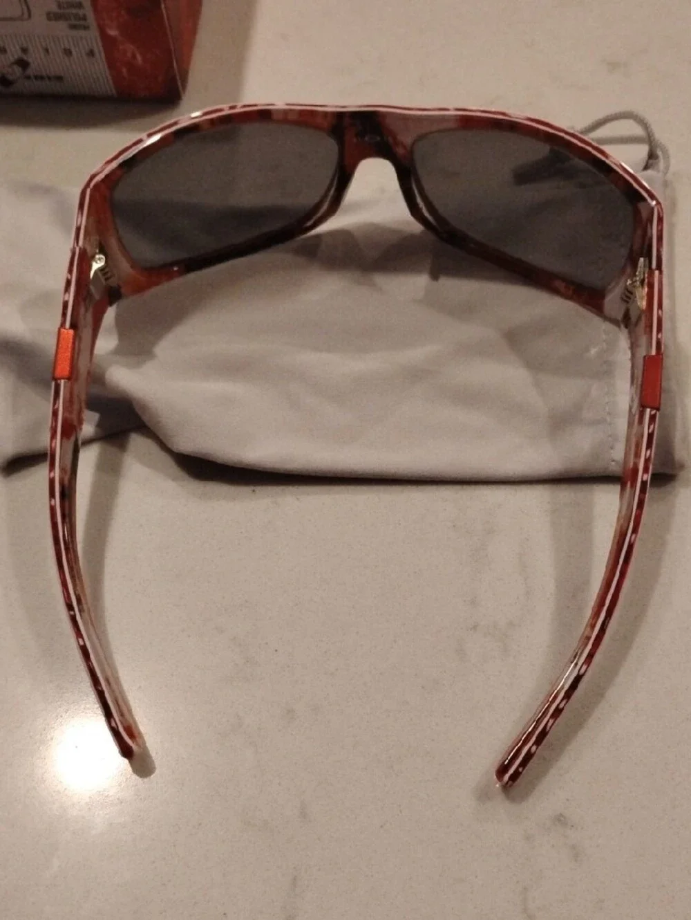 Oakley Side-Ways White and Red Sport Sunglasses with Dark Polarized Lenses